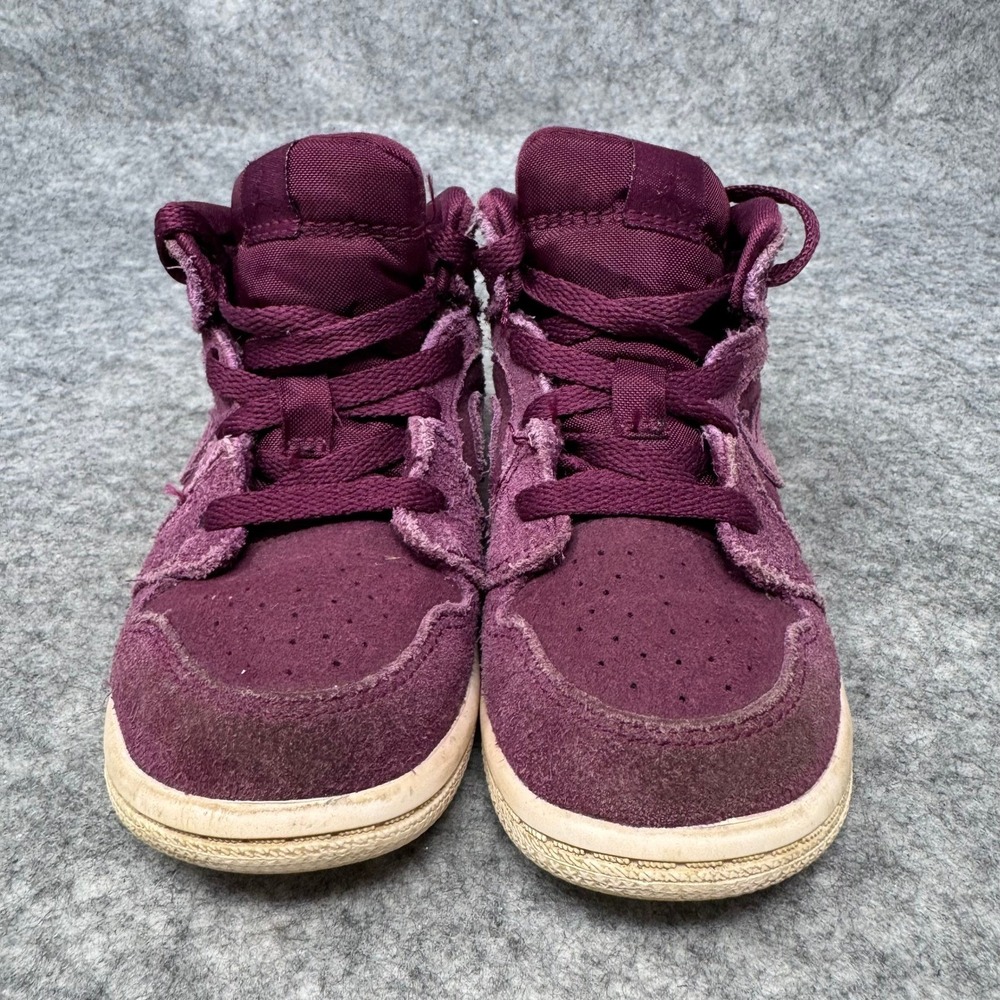 Nike Air Jordan 1 Toddler High Top Sneakers Plum Suede Kids Shoes Size 7C - Picture 2 of 9
